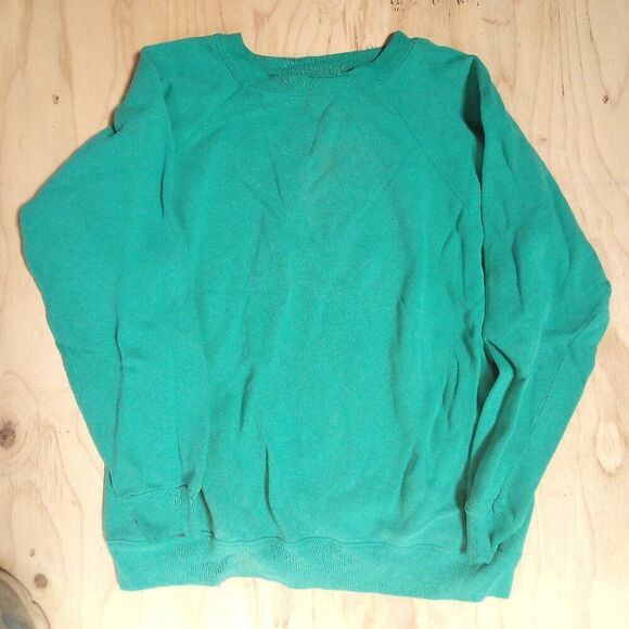 Vintage Hanes Blank Crewneck Sweatshirt Teal - Picture 2 of 5